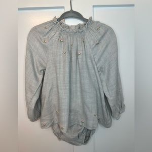Janie and Jack Dress 18-24 Month Gray with Pink Flowers
